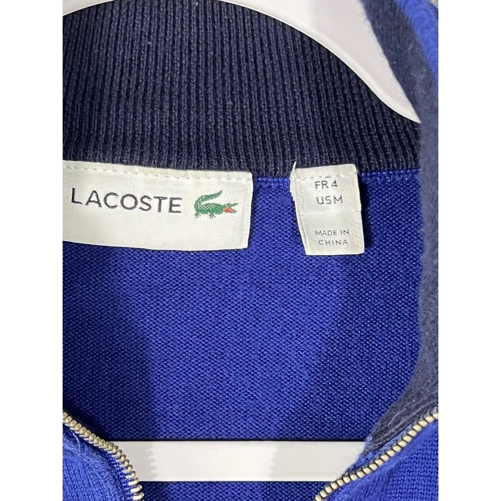 Lacoste Mens Royal Blue Quarter Zip Pullover Sweater Size US Medium FR 4